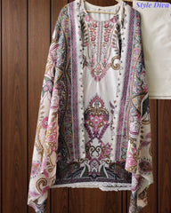 Fully Stitched - Pakistani Style Digital Print Embroidered Kurta Set with Dupatta & Pants