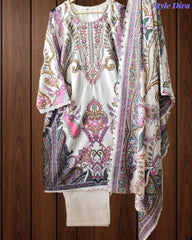 Fully Stitched - Pakistani Style Digital Print Embroidered Kurta Set with Dupatta & Pants