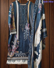 Fully Stitched - Pakistani Style Digital Print Embroidered Kurta Set with Dupatta & Pants