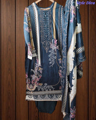 Fully Stitched - Pakistani Style Digital Print Embroidered Kurta Set with Dupatta & Pants