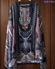 Fully Stitched - Pakistani Style Digital Print Embroidered Kurta Set with Dupatta & Pants