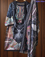 Fully Stitched - Pakistani Style Digital Print Embroidered Kurta Set with Dupatta & Pants