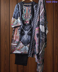 Fully Stitched - Pakistani Style Digital Print Embroidered Kurta Set with Dupatta & Pants