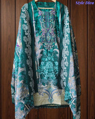 Fully Stitched - Pakistani Style Digital Print Embroidered Kurta Set with Dupatta & Pants