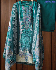 Fully Stitched - Pakistani Style Digital Print Embroidered Kurta Set with Dupatta & Pants