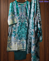 Fully Stitched - Pakistani Style Digital Print Embroidered Kurta Set with Dupatta & Pants