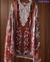 Fully Stitched -Rayon Pakistani Style Suit with Digital Print, Embroidery & Cotton Dupatta