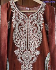 Fully Stitched -Rayon Pakistani Style Suit with Digital Print, Embroidery & Cotton Dupatta