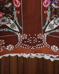 Fully Stitched -Rayon Pakistani Style Suit with Digital Print, Embroidery & Cotton Dupatta