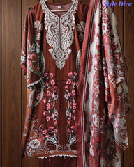 Fully Stitched -Rayon Pakistani Style Suit with Digital Print, Embroidery & Cotton Dupatta