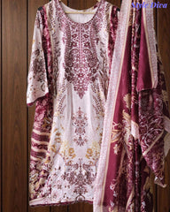 Fully Stitched -Rayon Pakistani Style Suit with Digital Print, Embroidery & Cotton Dupatta