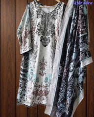 Fully Stitched -Rayon Pakistani Style Suit with Digital Print, Embroidery & Cotton Dupatta