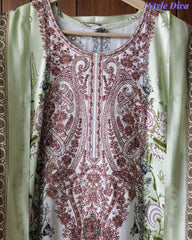 Fully Stitched -Rayon Pakistani Style Suit with Digital Print, Embroidery & Cotton Dupatta