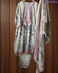 Fully Stitched -Rayon Pakistani Style Suit with Digital Print, Embroidery & Cotton Dupatta