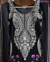 Fully Stitched -Rayon Pakistani Style Suit with Digital Print, Embroidery & Cotton Dupatta