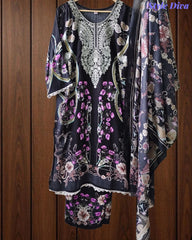 Fully Stitched -Rayon Pakistani Style Suit with Digital Print, Embroidery & Cotton Dupatta