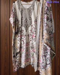 Fully Stitched -Rayon Pakistani Style Suit with Digital Print, Embroidery & Cotton Dupatta