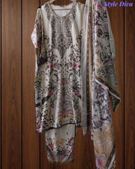 Fully Stitched -Rayon Pakistani Style Suit with Digital Print, Embroidery & Cotton Dupatta
