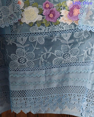 Linen Pakistani Style Unstitched Suit with 3D Embroidery Work and Crochet Lacing