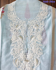 Mul Cotton Digital Print Unstitched Suit Set with Embroidered Neck & Dupatta