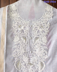 Mul Cotton Digital Print Unstitched Suit Set with Embroidered Neck & Dupatta