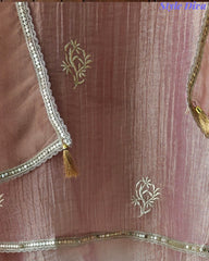 Elegant Crushed Tissue Unstitched Suit with Pita Weaving Work and Golden Border Dupatta