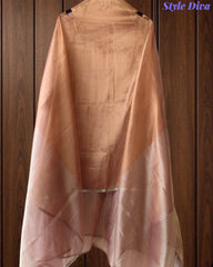 Elegant Crushed Tissue Unstitched Suit with Pita Weaving Work and Golden Border Dupatta