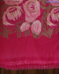Mul Cotton Unstitched Suit Set with Daman Embroidery & Crochet Lace Dupatta