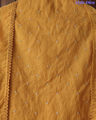 Mul Cotton Unstitched Suit Set with Daman Embroidery & Crochet Lace Dupatta