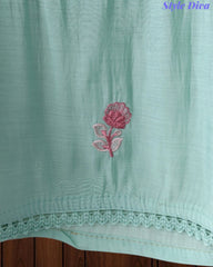 Mul Cotton Unstitched Suit Set with Overall Embroidery & Scalloped Dupatta