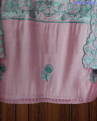 Mul Cotton Unstitched Suit Set with Overall Embroidery & Scalloped Dupatta