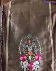 Jamdani Cotton Lagdi Patta- Faux Leather Unstitched Suit
