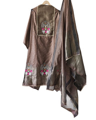Jamdani Cotton Lagdi Patta- Faux Leather Unstitched Suit