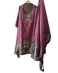 Jamdani Cotton Lagdi Patta- Faux Leather Unstitched Suit