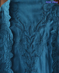 Premium Crush Mul Cotton Unstitched Suit with Laser Cut Work and Embroidery