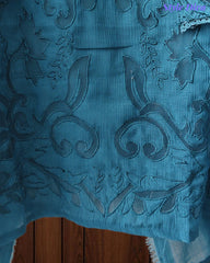 Premium Crush Mul Cotton Unstitched Suit with Laser Cut Work and Embroidery