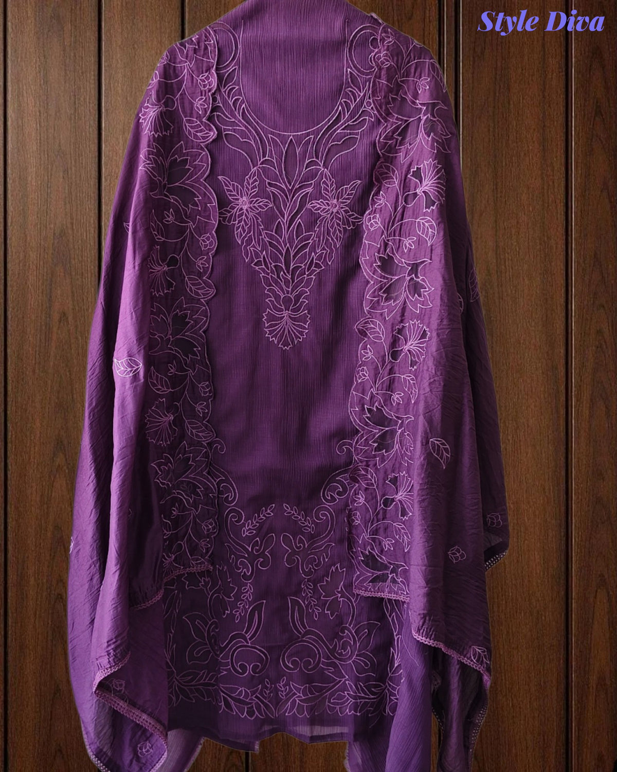 Premium Crush Mul Cotton Unstitched Suit with Laser Cut Work and Embroidery