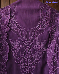 Premium Crush Mul Cotton Unstitched Suit with Laser Cut Work and Embroidery