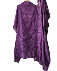 Premium Crush Mul Cotton Unstitched Suit with Laser Cut Work and Embroidery