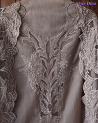 Premium Crush Mul Cotton Unstitched Suit with Laser Cut Work and Embroidery
