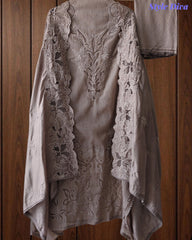 Premium Crush Mul Cotton Unstitched Suit with Laser Cut Work and Embroidery