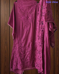 Premium Crush Mul Cotton Unstitched Suit with Laser Cut Work and Embroidery