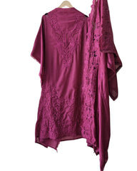 Premium Crush Mul Cotton Unstitched Suit with Laser Cut Work and Embroidery