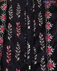 Cotton Printed Unstitched Suit Set with Daman Embroidery & Scalloped Mul Cotton Dupatta
