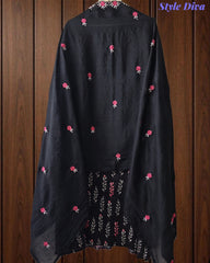 Cotton Printed Unstitched Suit Set with Daman Embroidery & Scalloped Mul Cotton Dupatta