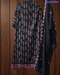 Cotton Printed Unstitched Suit Set with Daman Embroidery & Scalloped Mul Cotton Dupatta