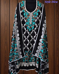 Premium Rayon Unstitched Suit with Overall Kashmiri Embroidery and Crochet Border