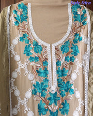 Premium Rayon Unstitched Suit with Overall Kashmiri Embroidery and Crochet Border