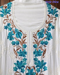 Premium Rayon Unstitched Suit with Overall Kashmiri Embroidery and Crochet Border