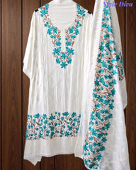 Premium Rayon Unstitched Suit with Overall Kashmiri Embroidery and Crochet Border